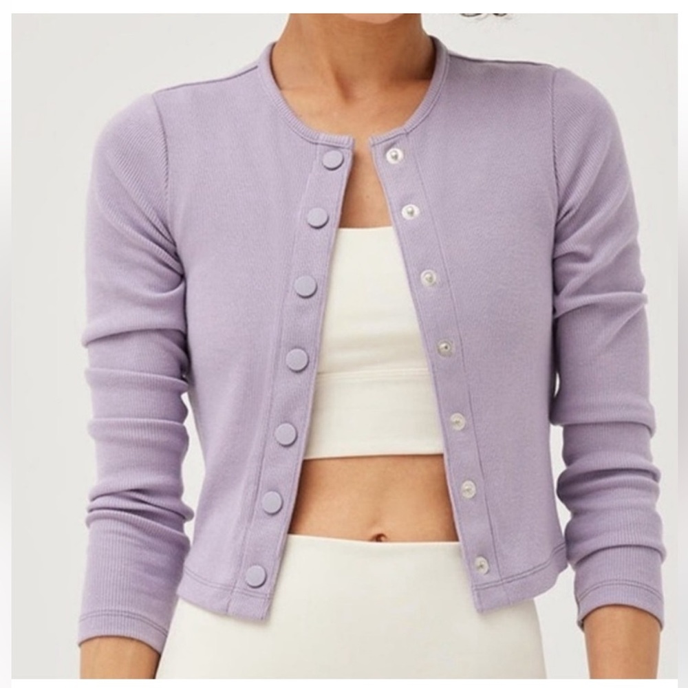 NWT Outdoor Voices CozyRib Cropped Cardigan in Earl Grey - Picture 3 of 8